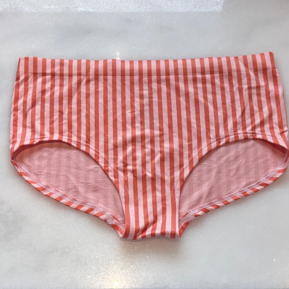 Anthropologie Coral & Pink Striped Two-Piece Panty Set - Picture 2 of 6